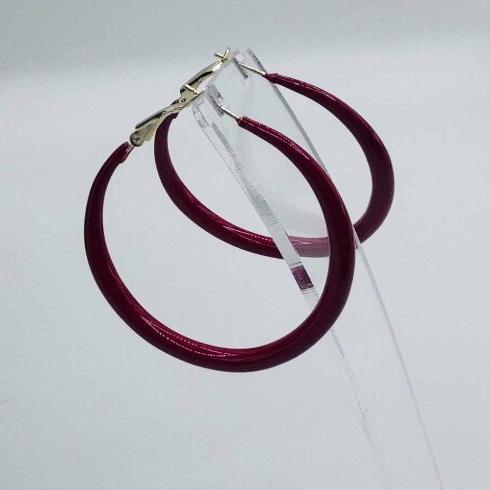 Gold & Red Enamel Hoops | New with Tags